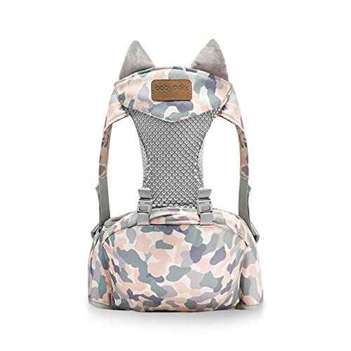 Porte-bébé respirant avec siège de hanche ergonomique Camo pour nouveau-né et nourrisson