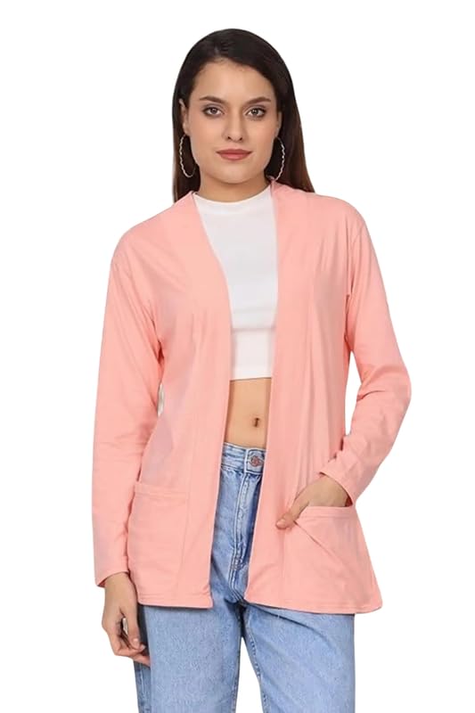 Women Multi Solid Shrug Jacket Long Sleeves Open Front Casual Wear-image-9