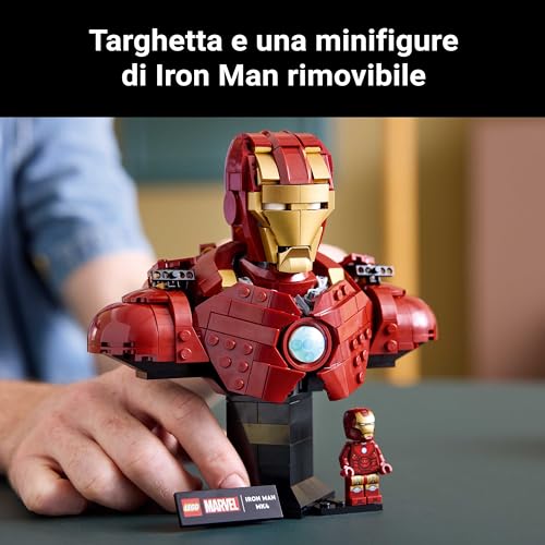 | Marvel Busto di Iron Man MK4 - Set di Costruzioni per Adulti Fai da Te con Minifigure di Tony Stark, Cannoni a Spalla e Testa Rotante - Regalo da Collezione per i Fan degli Avengers - 76327 - Lego - Immagine 7