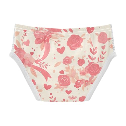 Pink Pattern with Ribbons Kisses and Flowers Boys Toddler Comfort Nighttime Underwear Breathable Children Panties2