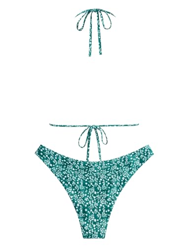 Image of ZAFUL Womens Halter Bikini Sets Triangle Bikinis High Cut Swimsuits 2 Piece Bathing Suits Sexy Swimwear