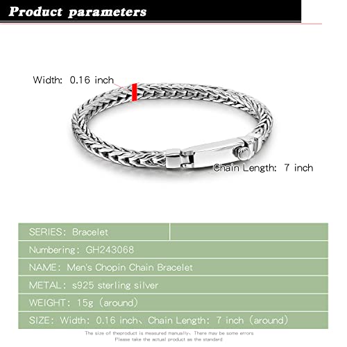 Men Sterling Silver Byzantine Bracelet 4MM 7 "7.5" 8 "8.5" 9 "Solid 925 Silver Square Chopin Chain Franco Link Bangle Woman Fashion Cuff Jewelry Gift3