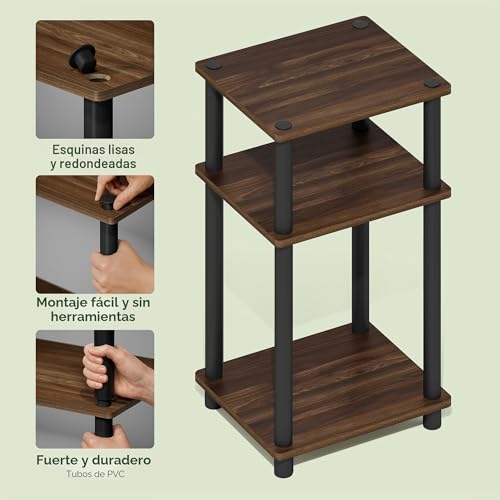 Mesa auxiliar Furinno madera marrón pequeña mesa de centro pequeña para café 5