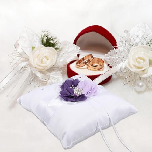 NUOLUX Ring Bearer Pillow,2020cm Wedding Ring Pillow Pearl Flower Decorated