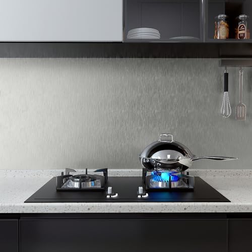VaryPaper Peel and Stick Silver Grey Wallpaper 40cmx200cm Stainless Steel Contact Paper for Kitchen Countertops Sticky Back Plastic Metallic Washable Kitchen Wallpaper Dishwasher Fridge Stickers - Image 2