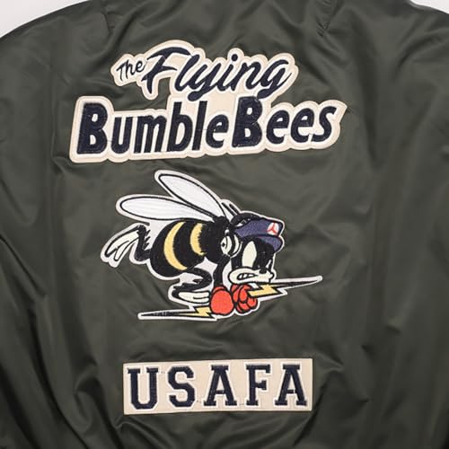 D.IIZOO ワッペン 刺繍 中綿 フライトジャケット メンズ 秋冬 ma-1 ジャケット ナイロン ジャンパー ミリタリージャケット 防寒 エムエーワン アウター カジュアル 撥水 ブルゾン かっこいい おしゃれ 大きいサイズ F1121B の商品画像 6