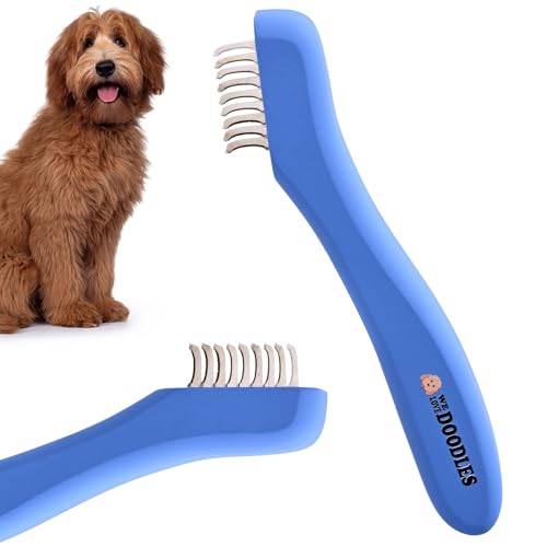 We Love Doodles Dematting Comb for Dogs - Dog Hair Mat Remover, Detangler Comb & Deshedding Tool, Removes Tangles, Knots, & Loose Hair, Metal Comb, Ergonomic Handle (9 Blade)