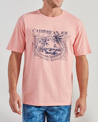 CARIBBEAN JOE Men's Shirt, Pajamas Sleep Top with Palm Island Design, Lightweight and Breathable Pjs3