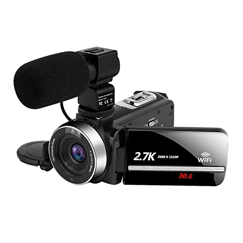 Caméra vidéo 2.7K pour filmer sans tremblement avec grand écran tactile 3 pouces et micro