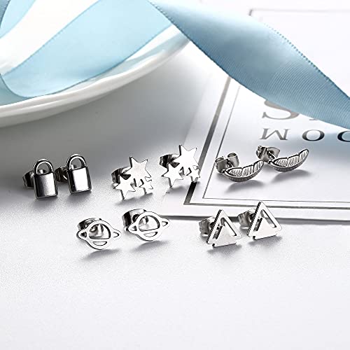 Dolotta 20 Pairs Surgical Steel Stud Earrings Set For Women Dainty Earrings Small Cz Heart Moon Star Geometric Stud Earrings Tiny Stud Earrings For Women #TOP5