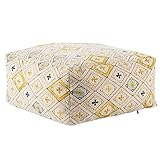 ● [Material de alta calidad]: POUF usa tela de flocado, textura tridimensional de cóncavo-convexo, textura, suave y cómoda, resistente al desgaste, y puede soportar el uso diario. El fondo está hecho de lienzo, antideslizante.
