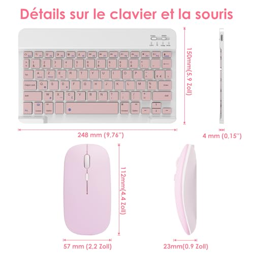 Clavier pour Tablette sans Fil et Souris Bluetooth Rose LAMA