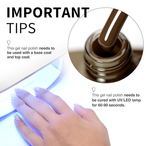 Image of CANNI 9ml Dark Brown Gel Nail Polish, High Gloss UV LED Soak Off Gel
