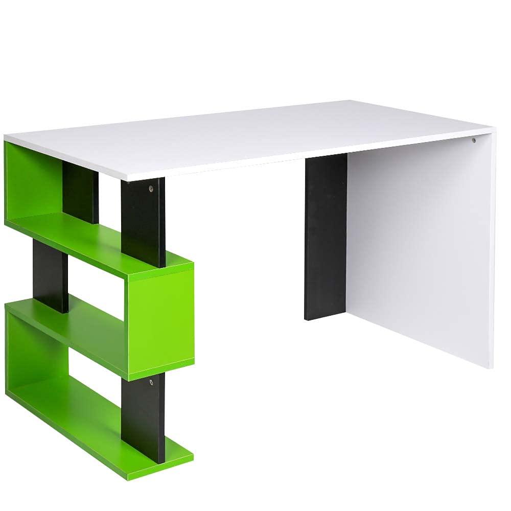BAKAJI Scrivania con Libreria 3 Ripiani Tavolo da Lavoro Porta Pc Computer Struttura e Piano in Legno MDF Arredamento Casa Ufficio Cameretta Design Moderno Dimensioni 120 x 60 x 75 cm (Verde)