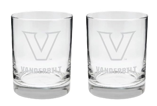 Vanderbilt Commodores 2-Sided Satin Finish Rock Glass Set of 2 14oz