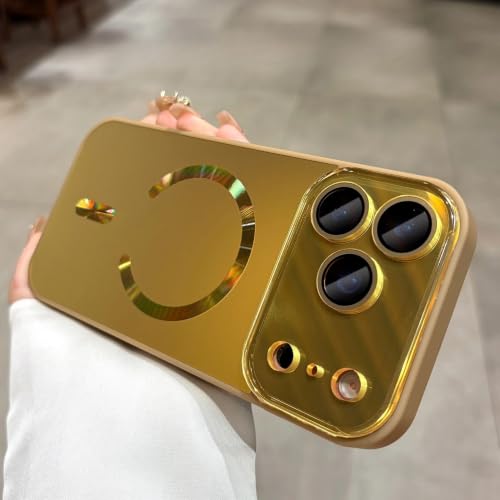 Coque magnétique iPhone 16 Pro Or anti-rayure à grande fenêtre