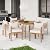 Christopher Knight Home Kclent Patio Acacia Wood Dining Set for 6 People, Outdoor Table & Chairs with Curved Rope Arm, Removable Cushions, 7 Piece Patio Dinner Set for Backyard Deck, Teak+ Beige