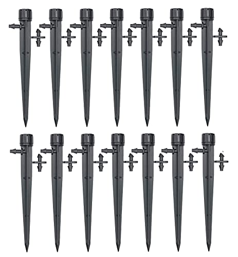 Islmlisa 50 Pcs 360 Degree Adjustable Wate Flow Irrigation Drippers on Stake Emitters
