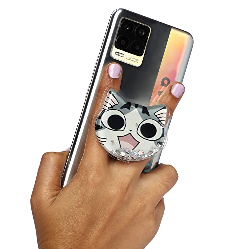 Image of Cute Anime Mobile Holder Grip Stand for Phones Selfie Holder for Smartphones, Designed for Kids and Teens. [ Gel Inside ]-(Model - Grey Cute Kitty)
