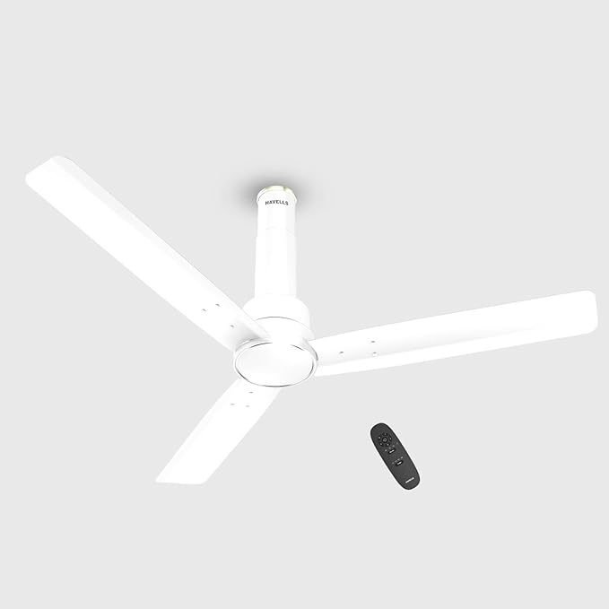 Havells Elio 600 mm BLDC Ceiling Fan|Sleek Design|100% Pure Copper wire motor|5 Star Rating|Remote Controlled |Reverse Feature |Air Flow: 112 cmm|Speed: 730 RPM|3 Years Warranty(Elegant White)