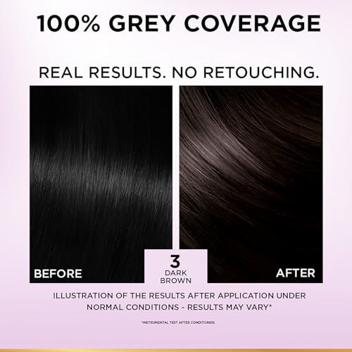 Image of L Oreal Paris Excellence Triple Care Hair Colour Cream, 25Ml + 25G - 3 Natural Darkest Brown (Pack Of 1)