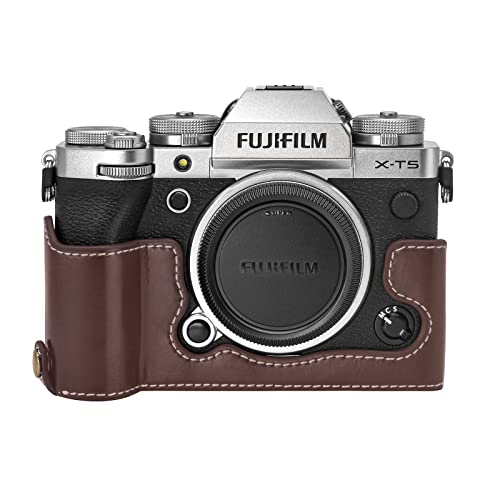Rieibi Fuji XT5 Case, Quality PU Leather Half Case for Fujifilm X-T5 Digital Camera