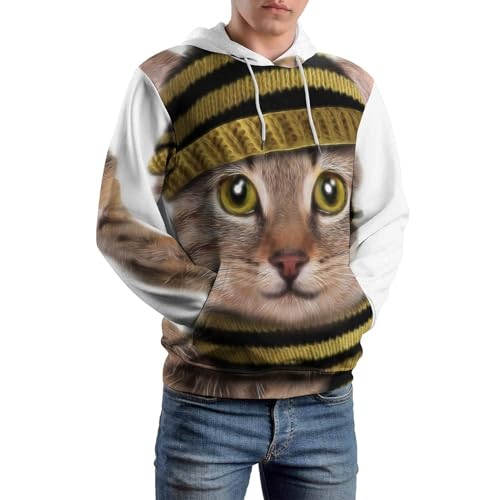 Sweat à capuche chat unisexe UMENG pull confortable noir taille S - 6