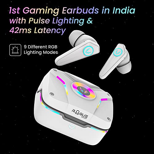 Image of TAGG Rogue 500GT Gaming True Wireless in Ear Earbuds | 42ms Ultra Low Latency | 9 Pulse Lighting Modes, 4 Mics ENC | Type-C Fast Charge | in-Built Gaming Mode & BassX Mode | White
