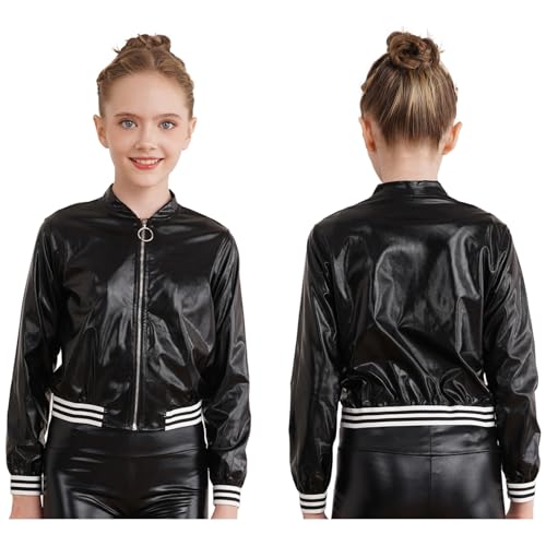 Amazon.com: Loyan Kids Girls Metallic Bomber Jacket Coat Zip