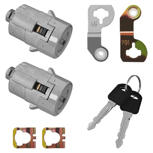 QKYS Car Lock Cylinder Set, 2 Doors Locks Cylinder with 2 Key, Automotive Door Locks Tumbler Front Left Right Door Lock Tumbler OEM#15298924, Car Accessories Compatible with Sierra 1500 2500 3500