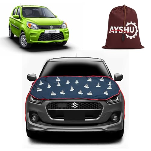 Image of AYSHU Dustproof Car Protection with Spikes for Dogs Compatible with Maruti Alto 800 VXI | Anti-Scratch Bonnet Guard | Heavy Duty Waterproof & UV Resistant Car Body Cover, Black