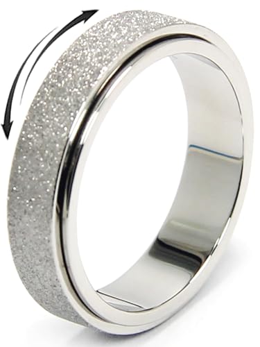 MHWTTY Fidget Spinner Ring Stainless Steel Anxiety Ring for Women Fidget Toys Adults Fidget Rings Anxiety Toys Fidget Spinner Ring Men