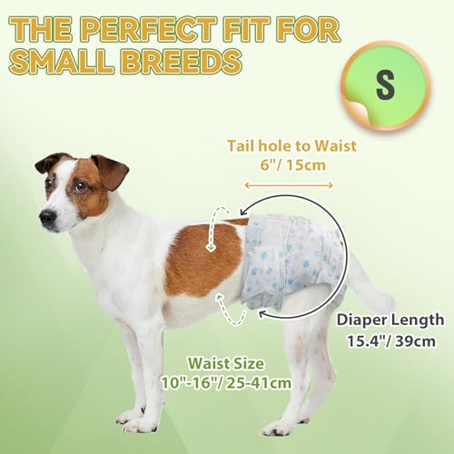 IMMCUTE Dog Diapers Female Small, 60 Count, Breathable & Adjustable Disposable Puppy Diapers, Super Absorbent Female Dog Diapers for Heat, Excitable Urination, Incontinence - Thumbnail 2