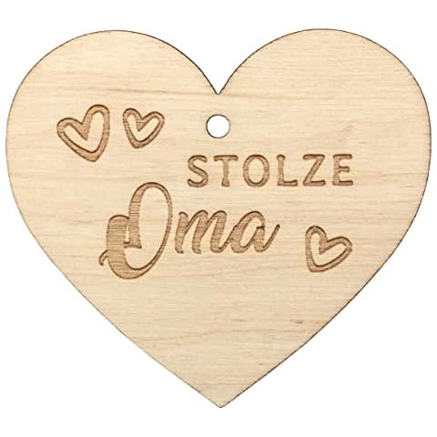 Spruchreif Small natural heart with engraving, hanging ornament, decorative hanger, gift tag, wooden heart, gift grandma, mother's day proud grandma Cover