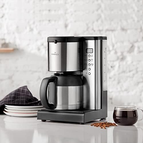 Karaca Coffee Art Aroma Filter Coffee Machine,1.35lt / 2.97lb Capacity, INOX Silver and Black Filter Coffee Maker