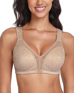 Lemorosy Damen Komfort Vollschalen Minimizer BH Ohne Bügel Ungepolstert Große Brüste Starker Halt Bügelloser Klassischer Entlastungs Bra (110C, Braun)