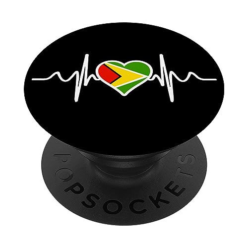Bandera de Guyana Corazón Regalos de Guyana Love Guyana PopSockets PopGrip Intercambiable