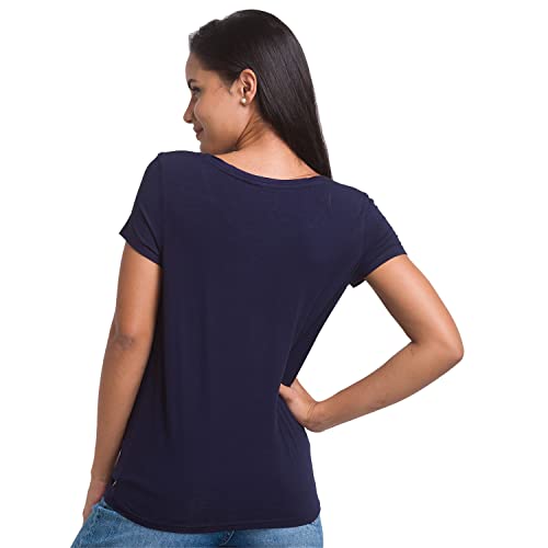Image of Spykar Women's Cotton Printed Slim Fit T-Shirt