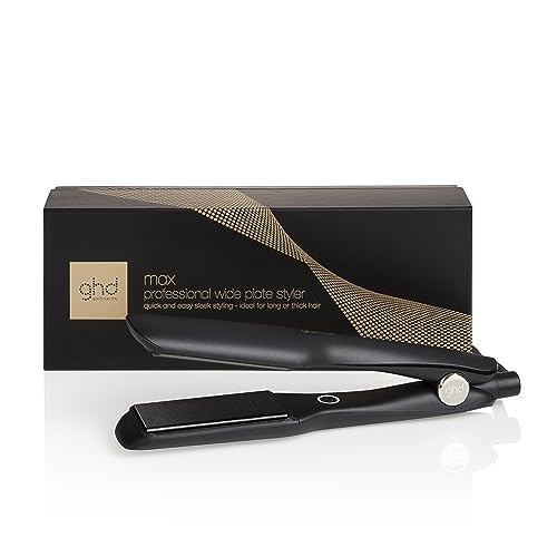 ghd Max Wide Plate Hair Straightener & Styler in Black - Larger Plates For Fast Styling, More Shine, Frizz-Free - For Long, Thick or Curly Hair - (UK Plug)