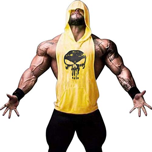 YeeHoo Men's Workout Hooded Tank Tops Bodybuilding Muscle Shirt Sleeveless Gym Training Hoodies