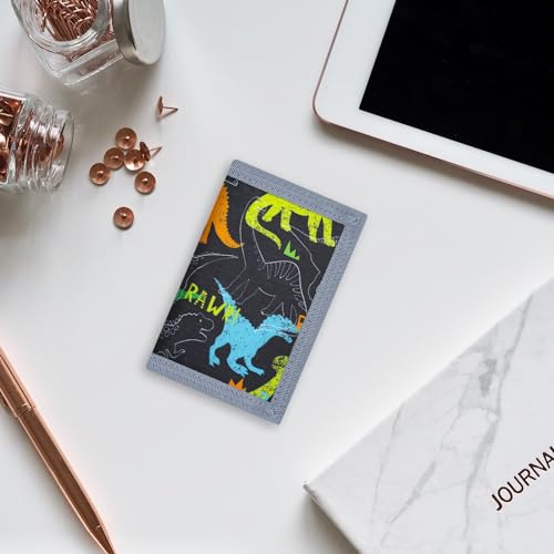 Image of AI-DEE RFID Trifold Canvas Outdoor Sports Wallet for Kids - Front Pocket Wallet with Magic Sticker