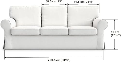 Miniatura 5 de Ektorp - Funda de repuesto para sofá de 3 plazas IKEA Ektorp de 3 asientos, funda para sofá Ektorp, solo funda Ektorp para 3 asientos (gris claro)