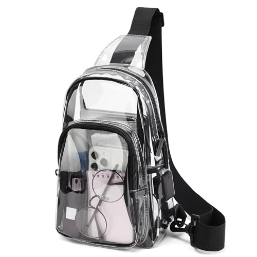 Image of TINYAT Clear Sling Bag Stadium Approved Transparent Bag Crossbody Casual Shoulder Chest Bag for Men Women,T9060