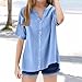 Loose Fit Tops for Girl Winter Fall Short Sleeve V Neck Faux Linen Thin Cardigan Plain Tops Blouses Shirts Girls Button Up 2025 Clothes Trendy Y2K 14 Years