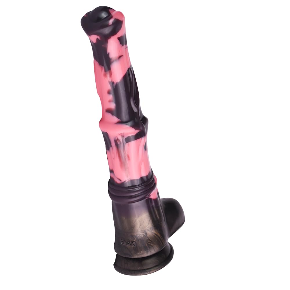 12 Inch Silicone Made Huge Soft Colorful Horse Dildo Anal Toy Pink Animal Style Ribbed Flexible Hands-Free (Normal)