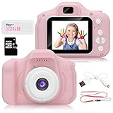 Littley Kids Camera Gifts for Girls,5.0MP Rechargeable Digital Camera Toys for 3-10 Years Old,1080P FHD Digital Video Camera with 2 Inch IPS Screen & 32GB SD Card (Pink)