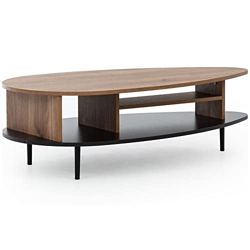 Lomadox Wohnwand Eiche Nb. im Retro Stil mit Griffen und Füßen aus Metall, B/H/T: ca. 330/200/40 cm – Bild 8