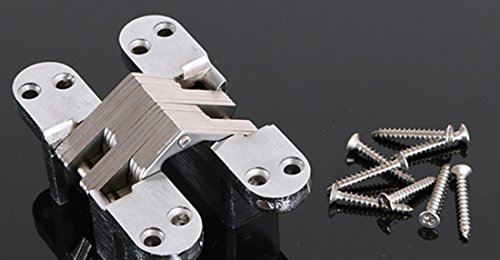 Ranbo (1 Pair) Hidden Gate Hinge Stainless Steel Invisible Door Hinges Concealed Barrel Wooden Box Silver (4-6/9 Inch) #TOP6