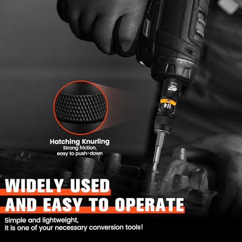 Schnellspann-Schlagbitaufnahmen, 1/4-Zoll-Viereckantrieb auf 1/4-Zoll-Sechskantsteckdose-Adapter, CR-MO-Stahl, geprägte Größenmarkierung