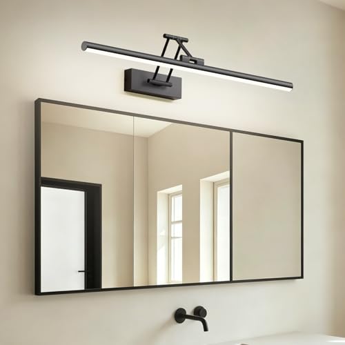 Klighten LED lampa lustrzana łazienkowa 60cm, 20W 1500 LM, LED lampa ścienna do lustra łazienki lustro łazienkowe, zimna biel 5500K,czarny